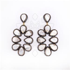 925 Sterling Silver Gem and Crystals Statement Earring