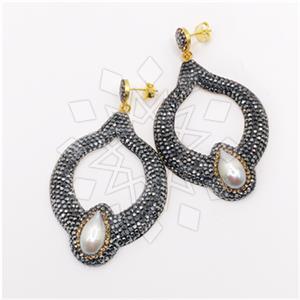 925 Sterling Silver Gem and Crystals Statement Earring