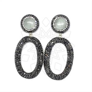 925 Sterling Silver Gem and Crystals Statement Earring