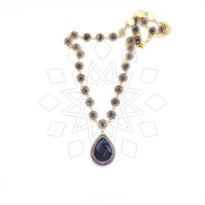 925 Sterling Silver Gem and Crystals Statement Necklace