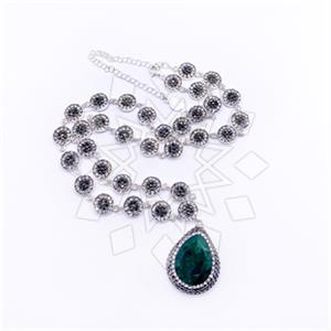 925 Sterling Silver Gem and Crystals Statement Necklace