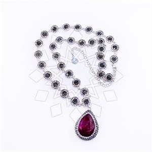 925 Sterling Silver Gem and Crystals Statement Necklace
