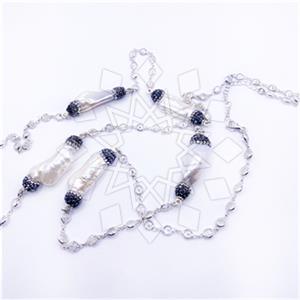 925 Sterling Silver Gem and Crystals Statement Necklace