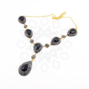 925 Sterling Silver Gem and Crystals Statement Necklace