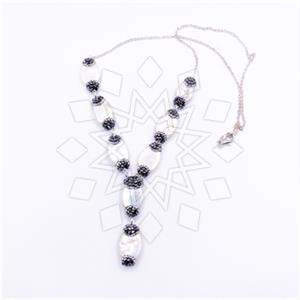 925 Sterling Silver Gem and Crystals Statement Necklace