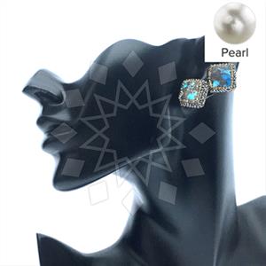 925 Sterling Silver Gem and Crystals Stud Earrings