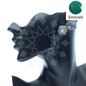 925 Sterling Silver Gem and Crystals Stud Earrings