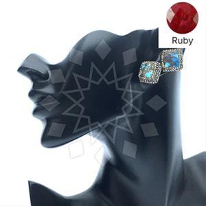 925 Sterling Silver Gem and Crystals Stud Earrings