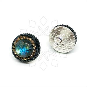 925 Sterling Silver Gem and Crystals Stud Earrings