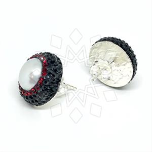 925 Sterling Silver Gem and Crystals Stud Earrings