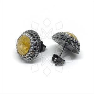 925 Sterling Silver Gem and Crystals Stud Earrings