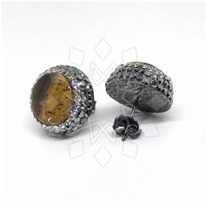 925 Sterling Silver Gem and Crystals Stud Earrings