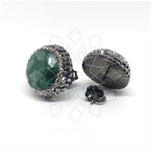 925 Sterling Silver Gem and Crystals Stud Earrings