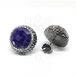 925 Sterling Silver Gem and Crystals Stud Earrings
