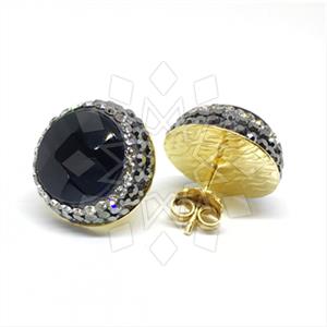 925 Sterling Silver Gem and Crystals Stud Earrings