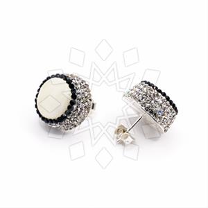 925 Sterling Silver Gem and Crystals Stud Earrings