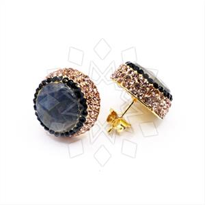 925 Sterling Silver Gem and Crystals Stud Earrings