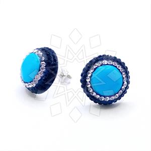 925 Sterling Silver Gem and Crystals Stud Earrings