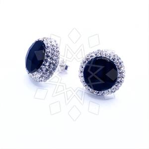 925 Sterling Silver Gem and Crystals Stud Earrings
