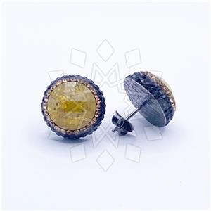 925 Sterling Silver Gem and Crystals Stud Earrings