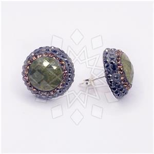 925 Sterling Silver Gem and Crystals Stud Earrings
