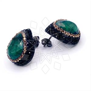 925 Sterling Silver Gem and Crystals Stud Earrings