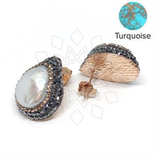 925 Sterling Silver Gem and Crystals Stud Earrings