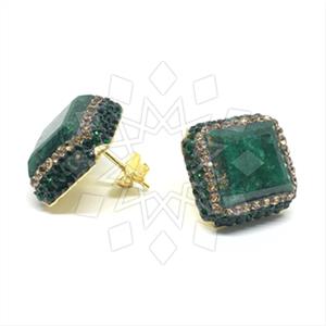 925 Sterling Silver Gem and Crystals Stud Earrings