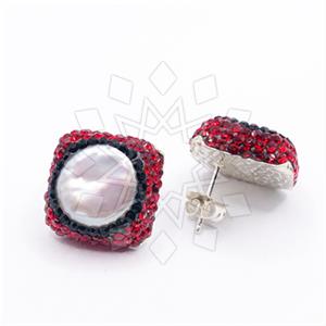 925 Sterling Silver Gem and Crystals Stud Earrings