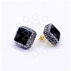925 Sterling Silver Gem and Crystals Stud Earrings