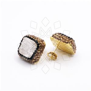 925 Sterling Silver Gem and Crystals Stud Earrings