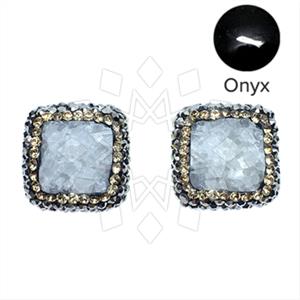925 Sterling Silver Gem and Crystals Stud Earrings
