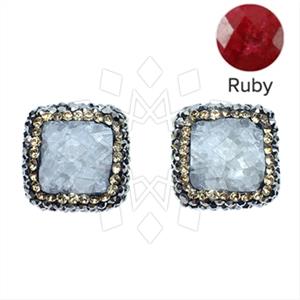 925 Sterling Silver Gem and Crystals Stud Earrings