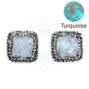 925 Sterling Silver Gem and Crystals Stud Earrings