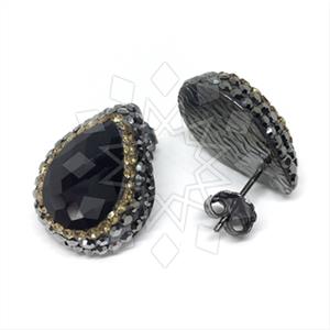 925 Sterling Silver Gem and Crystals Stud Earrings