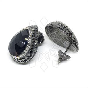 925 Sterling Silver Gem and Crystals Stud Earrings