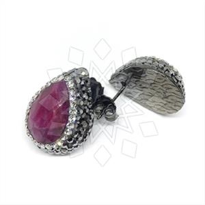 925 Sterling Silver Gem and Crystals Stud Earrings