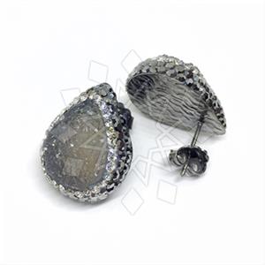 925 Sterling Silver Gem and Crystals Stud Earrings