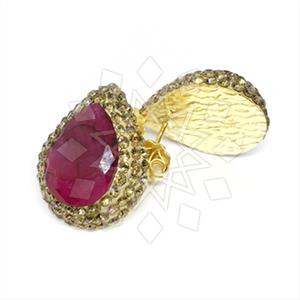 925 Sterling Silver Gem and Crystals Stud Earrings