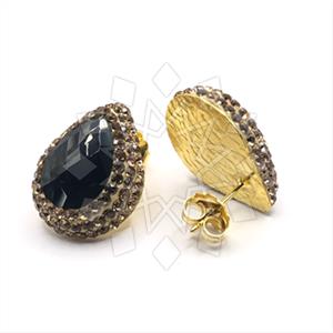 925 Sterling Silver Gem and Crystals Stud Earrings