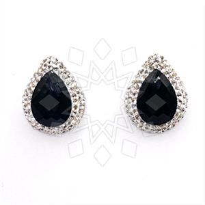 925 Sterling Silver Gem and Crystals Stud Earrings