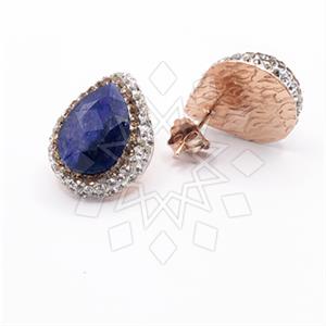 925 Sterling Silver Gem and Crystals Stud Earrings