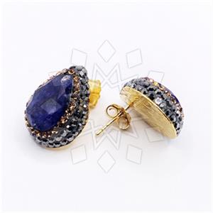 925 Sterling Silver Gem and Crystals Stud Earrings