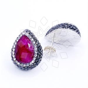925 Sterling Silver Gem and Crystals Stud Earrings