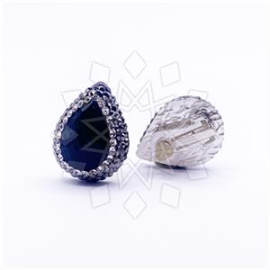 925 Sterling Silver Gem and Crystals Stud Earrings