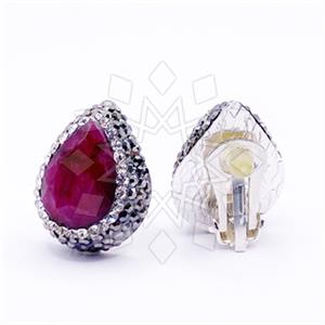 925 Sterling Silver Gem and Crystals Stud Earrings