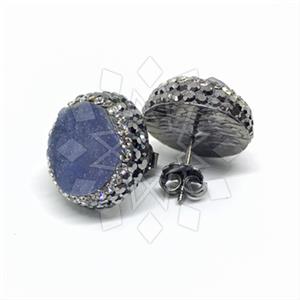 925 Sterling Silver Gem and Crystals Stud Earrings