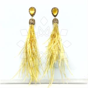 925 Sterling Silver Gem and Crystals Tassel Earring