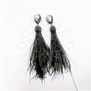 925 Sterling Silver Gem and Crystals Tassel Earring