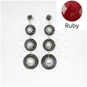 925 Sterling Silver Gem and Crystals Triple Drop Earrings